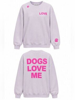 WILDFOX | Dog Animal Lover‎ Comfy Pink Paw Print Lavender Sweatshirt | XXL